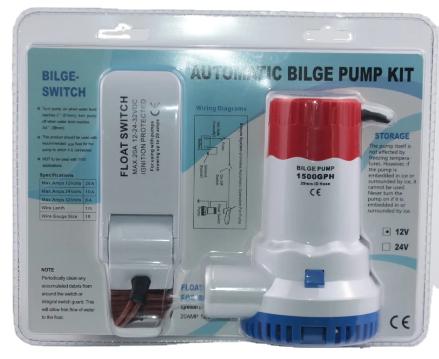 A06 Bilge Pump  KIT DC 12V 24V 1500GPH  hot Selling Electric Bilge Pump Marine Boat Yacht Submersible