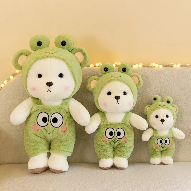 wholesale manufacturer custom made plush bear with clothes soft toy Chicken frog design anime stuffed bear with hat and cloth
