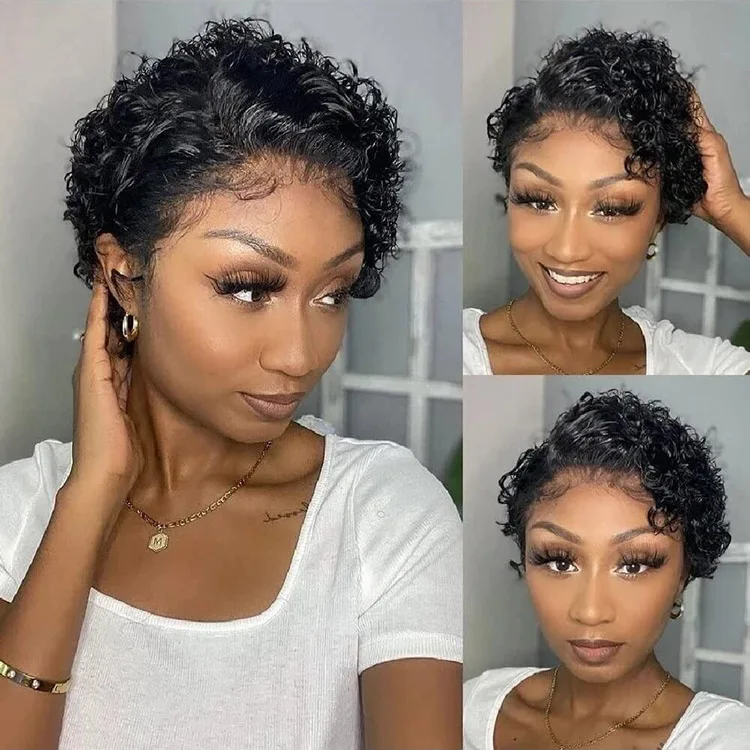 Wholesale Indian Virgin Ginger Orange 13X4 Transparent Lace Front Wig Straight Short Pixie Cut Human Hair Wigs For Black Women