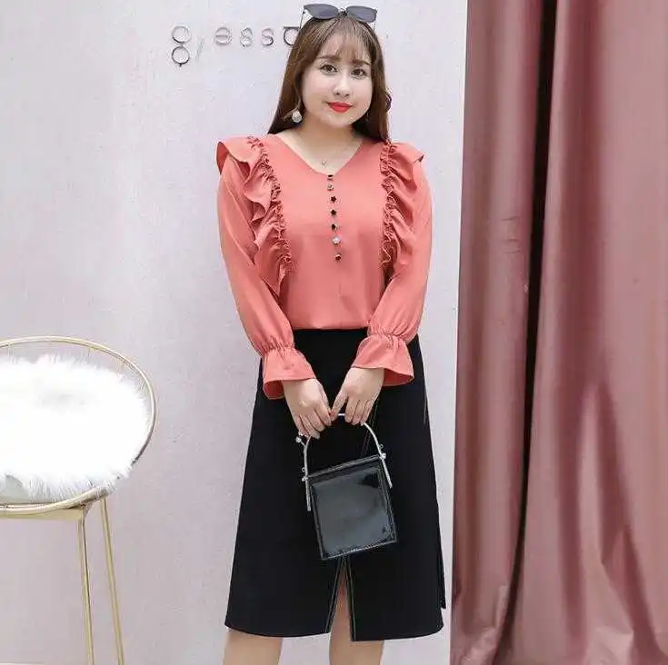 2020 spring dress fat sister large size sweet age-reduced shirt to increase fat temperament on clothes
