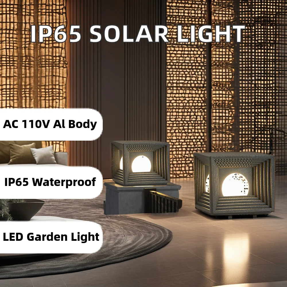 IP65 Waterproof New Style LED Solar Column Light with Aluminum Body Stainless Steel Lamp for Garden Electric Power Supply