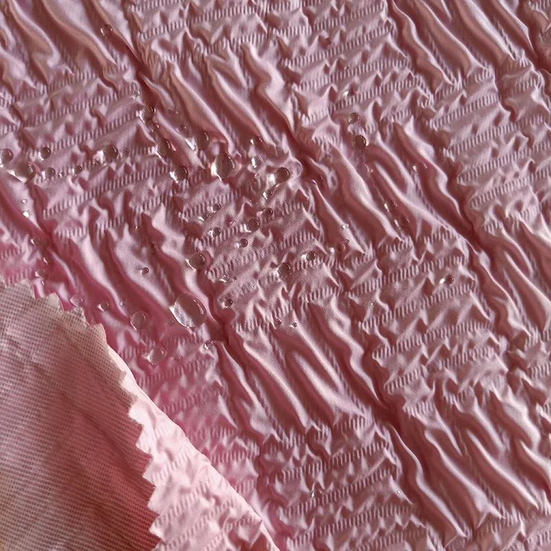 New Product 20D Nylon Taffeta Fabric Bonded Wrinkle Fabric Customized Crumple Pattern Fabric