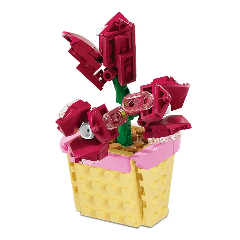 KY81123 KY81124 flower orchid azalea daffodil plant model creative Decoration Building Block Plastic Toy gift for girls kids