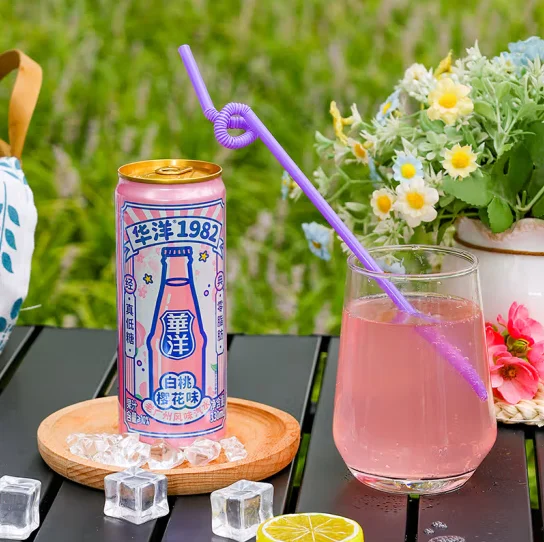 HUAYANG Exotic Drinks White Peach Cherry Flavored Soda Carbonated Drink Soft Drinks Wholesale