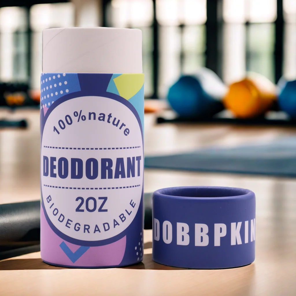 Biodegradable Cardboard Push Up Deodorant Containers 1oz Kraft Paper Cosmetic Packagingr Tube 2 Oz Lip Balm Packaging