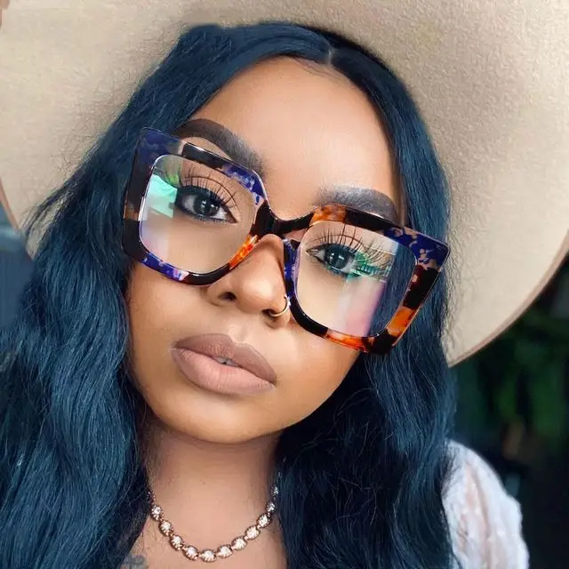 Oversized Red Yellow Gradient Cat Eye Sunglasses Women  Luxury Brand Fashion Rimless Square Metal Sun Glasses