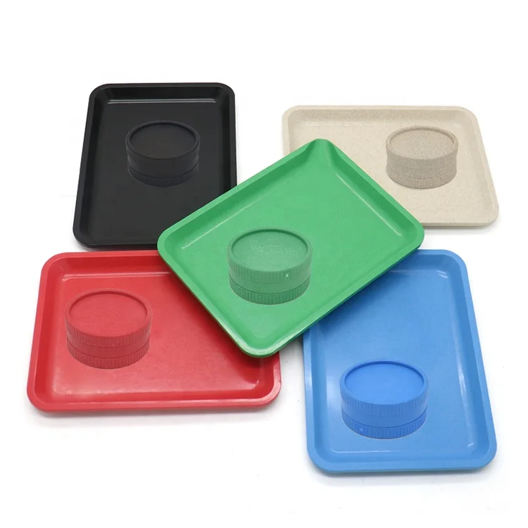 New Portable Eco-Friendly Biodegradable Rolling Tray Set With Tobacco Grinder Custom Logo Smoking Tray Wholesale