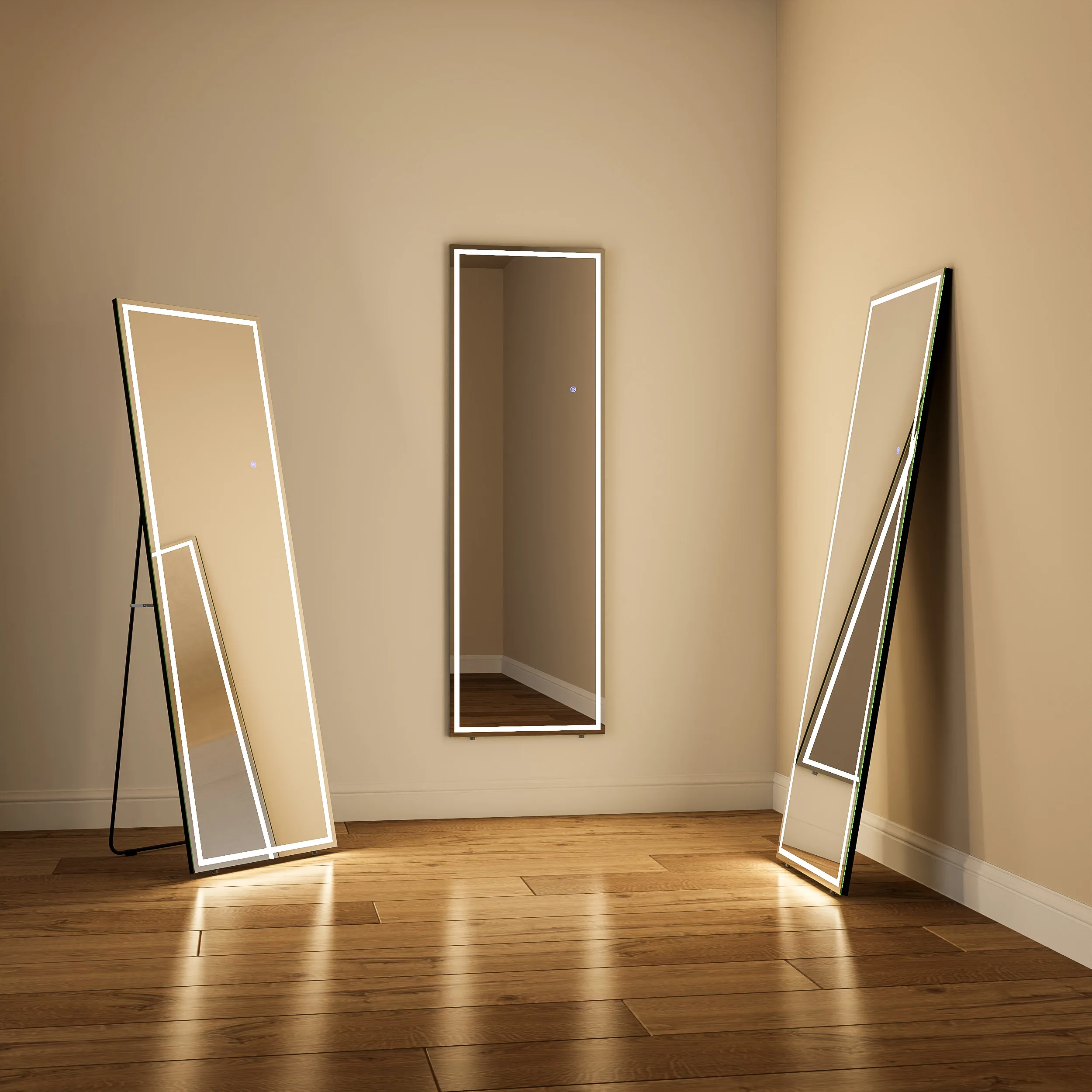 Modern Wall Mounted Large Size Stand up Floor Body Salon Dressing Mirror Hair Salon With Led Light Full Length Mirror