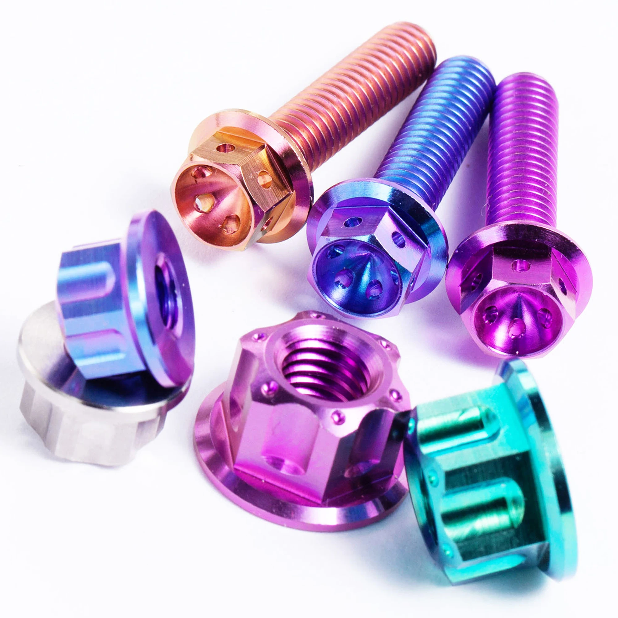 M8 M10 M12 Gr5 титановые болты M6 анодированный шестигранный фланцевый болт титановая гайка DIN6921 мотоцикла