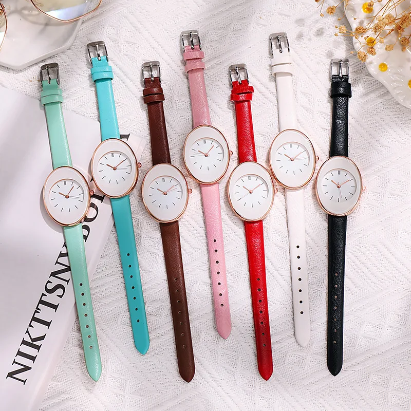Simle Square casual square women fashionable sports quartz multi-function student Leather Band Leisure Wrist watch
