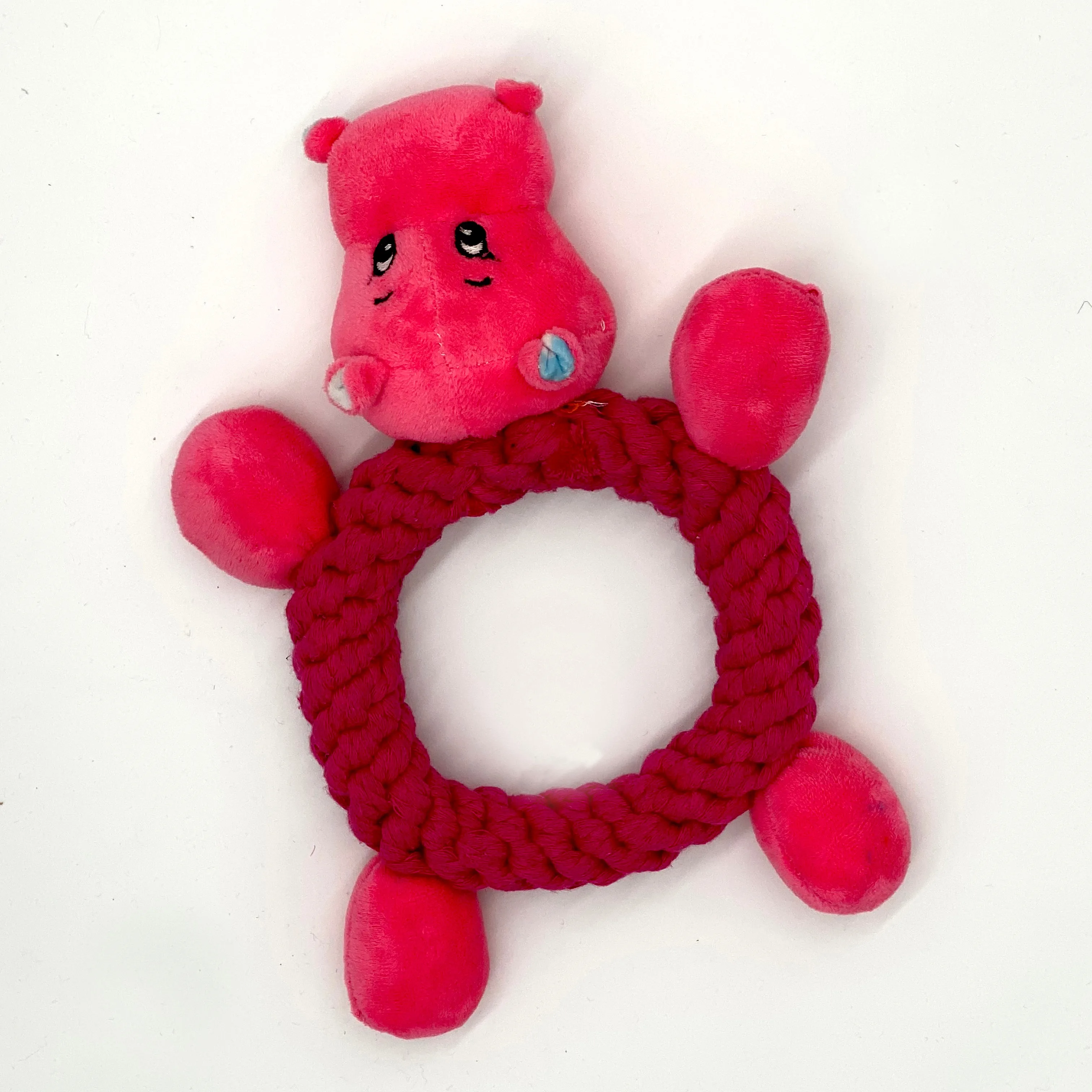 
2021 Original Design Plush Animal Head with Rope Ring Interactive Pet Toys 