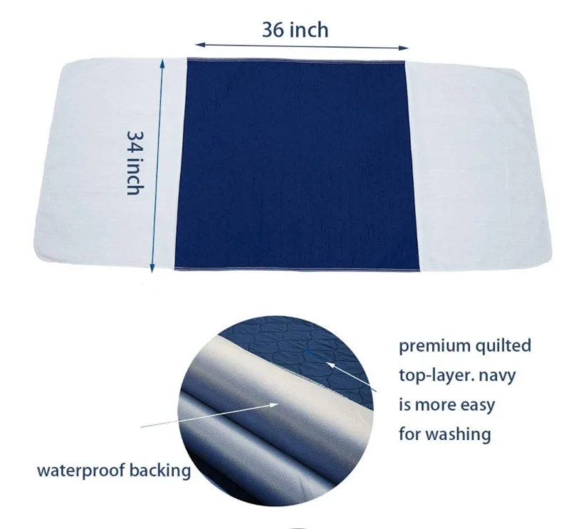 Urinary Bedding Waterproof Incontinence Saddle Style Tucked Wings Pee Pads Quilted Washable Nursing Pad