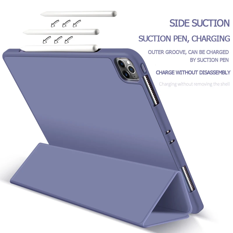 
2020 Pencil Holder Shockproof Funda Case Tablet Silicone Case for iPad Pro 11 12.9 10.5 9.7 Air 4 10.9 8th iPad 5 