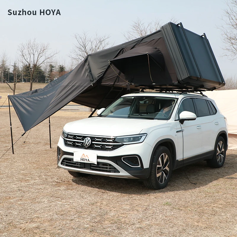 HOYA Custom Roof Top Tent with Awning Annex Led Bar Luggage Rack Skycamp Side Opening Roof Tent Hard Shell 4 Person