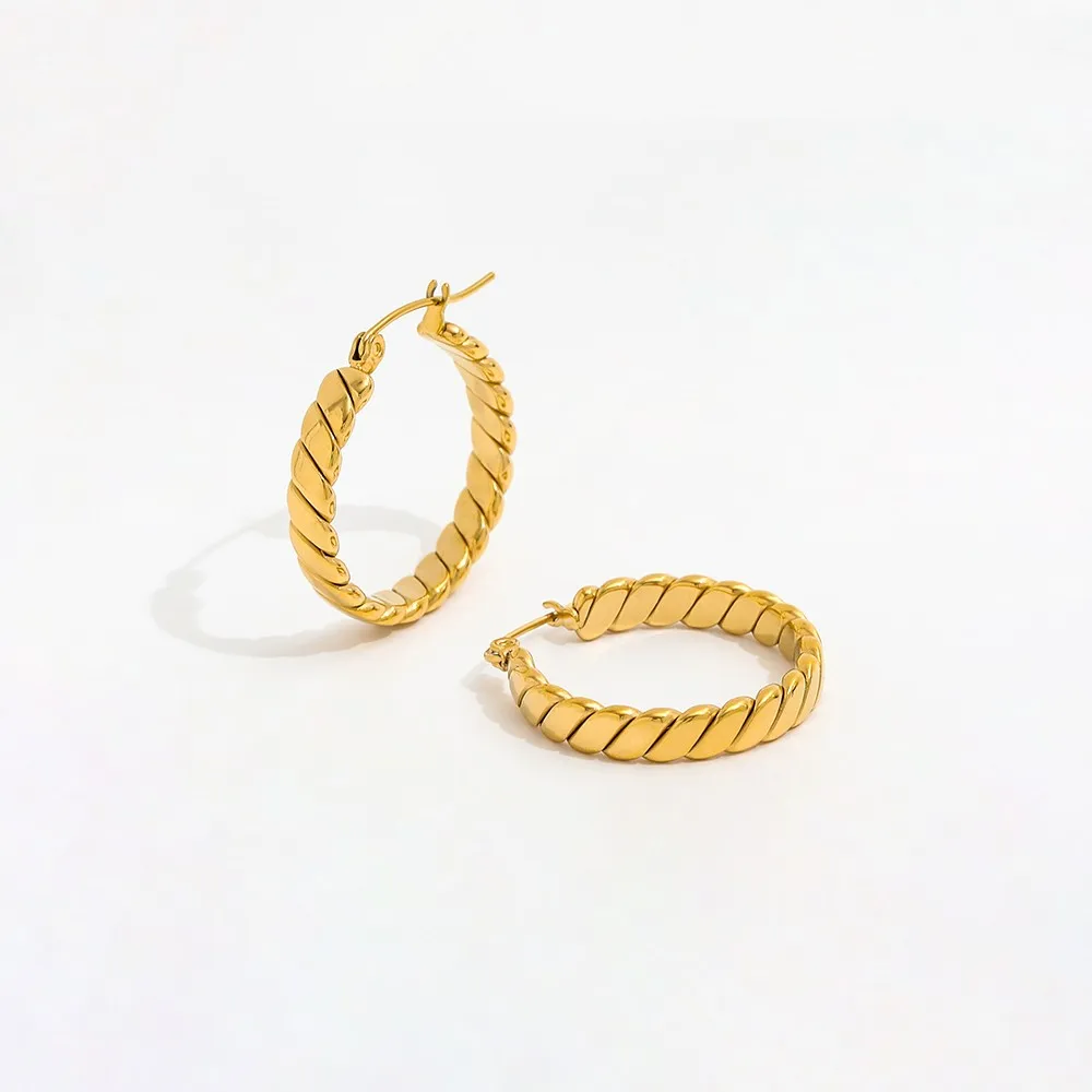 New Trendy Earring 18K PVD Gold Plated Line Hoop Earring Stainless Steel Hoop Earring