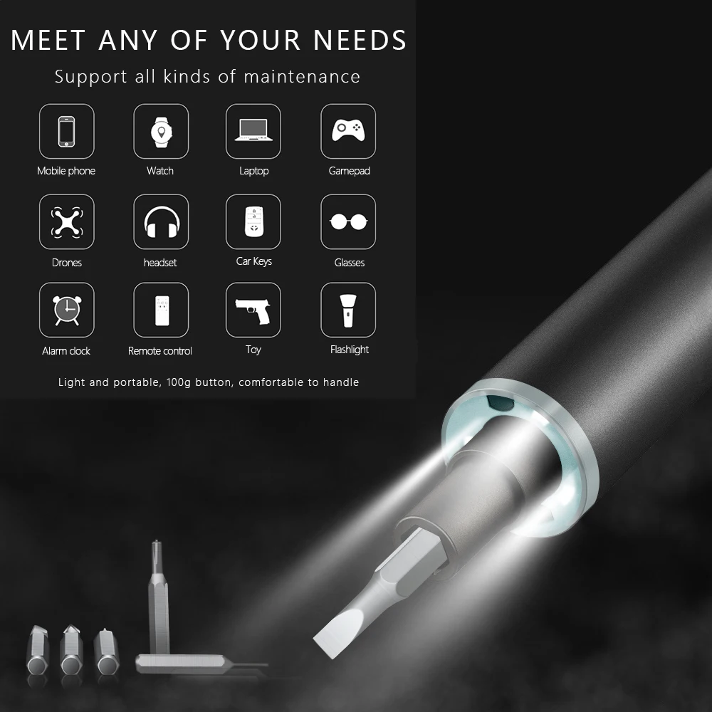 Electric Lithium Battery Bit Screwdriver Set for Fixing PC KS-882025 59 in 1 Color Box +carton Box Aluminium Alloy 15.8*180mm 5V