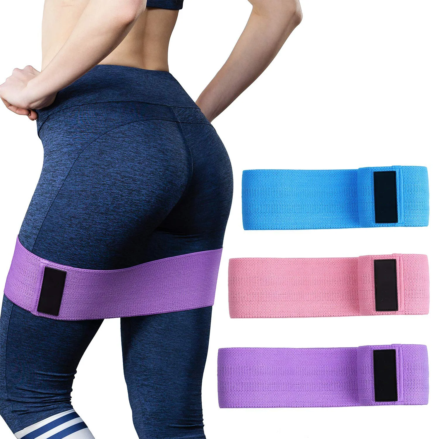 
High quality elastic hip circle resistance bands fabric band set for strength training home fitness bands 