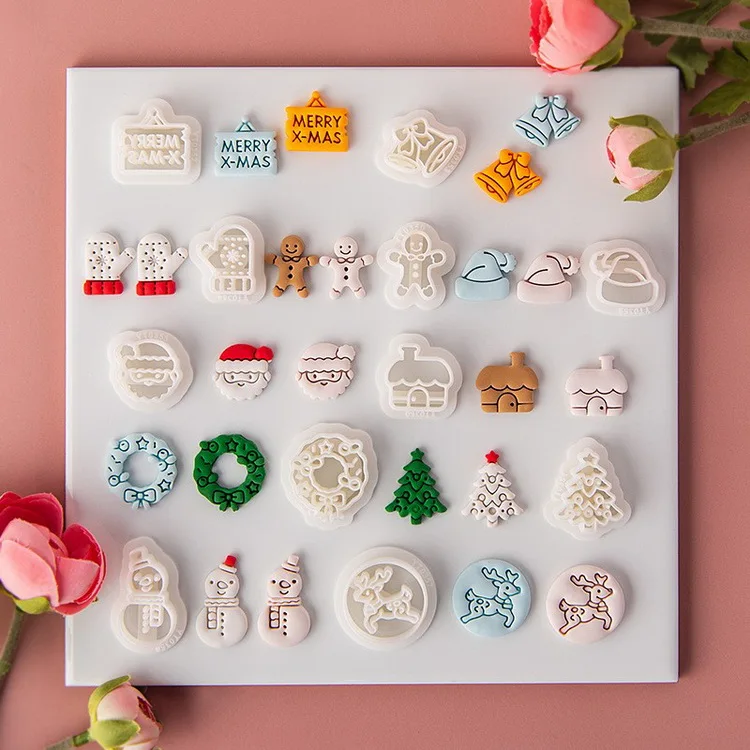 New Christmas Polymer Clay Earrings Molds Cartoon Clay Cutting Tools