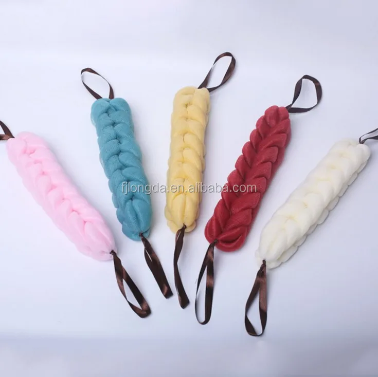 
Factory Wholesale Bath Loofah Back Use Scrubber Stretch Sponge Shower Pouf Body Mesh Pouf 