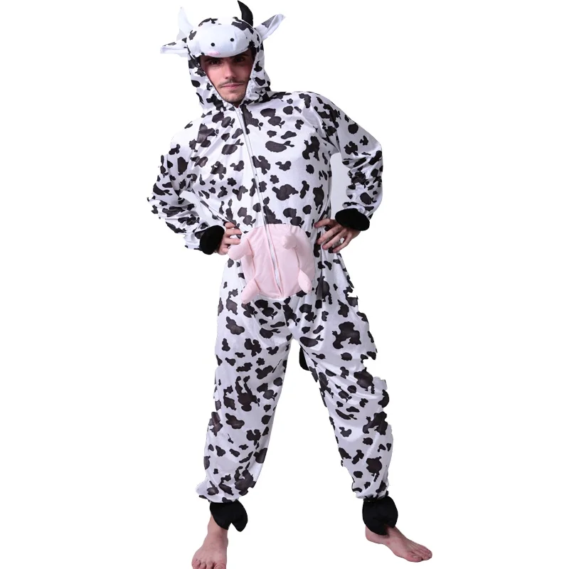 Halloween Party Brown Cow Costume Adult Animal stage performance Cow fancy Costume
