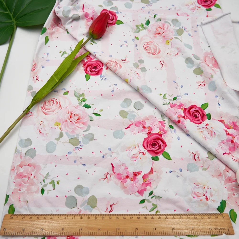 Wholesale 95%cotton 5%spandex knitting custom printed cotton fabric for dress