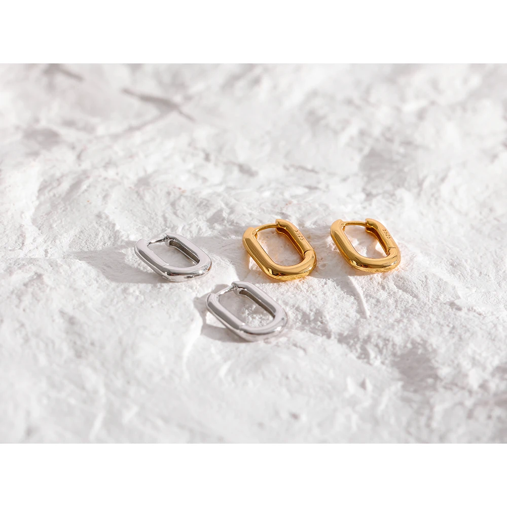 JINYOU Classic Gold Plated Earrings 925 Sterling Silver Jewelry Fashion Hoop Earrings for Women