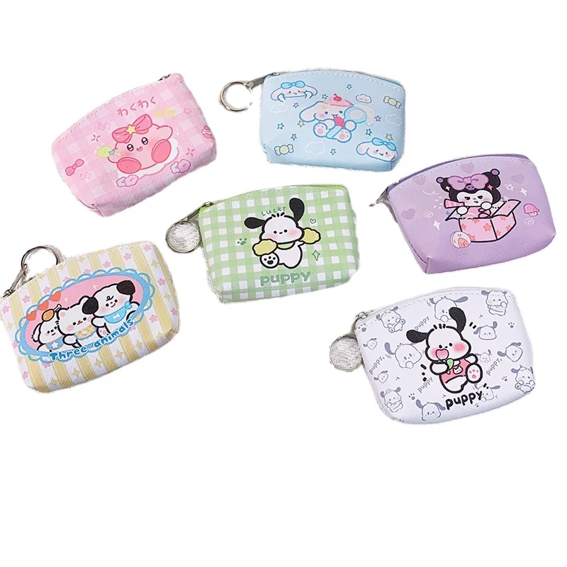 AL Cute My Melody Student coin purse children loose purse PU leather zipper coin bag Cinnamoroll  carry-on storage bag