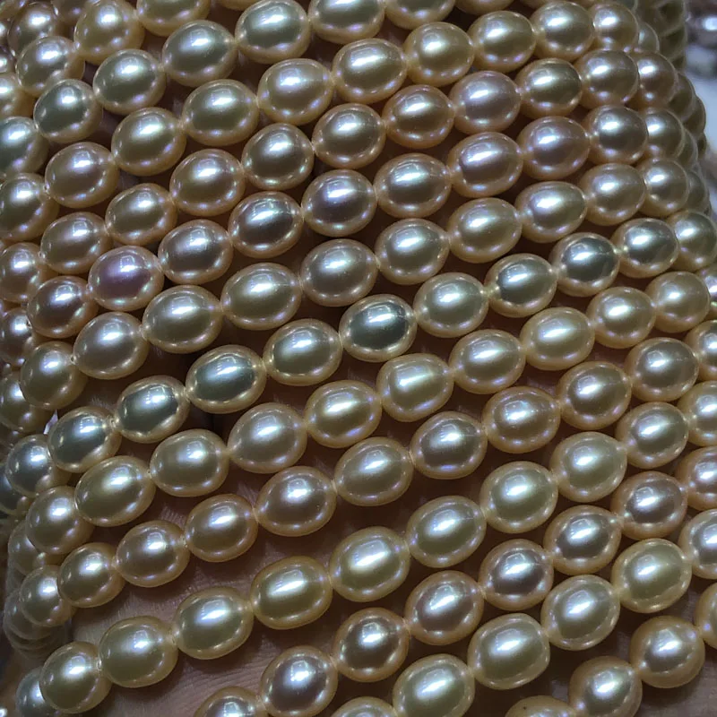 wholesale AAA rice pearl string, high luster, blemish free surface,full sizes and full colors rice pearl strand available