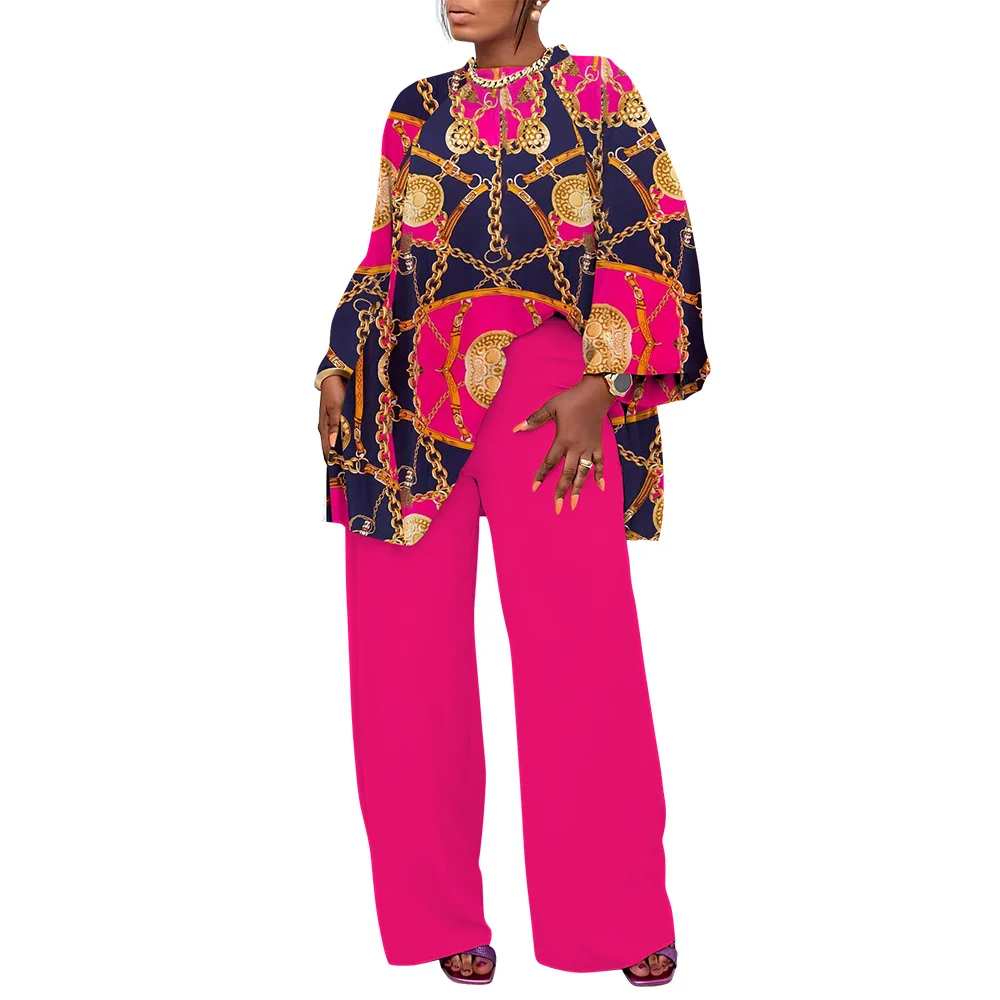 Plus Size Womens Sets Two Pieces Fall Loose Casual Suit African Style Clothing Print Long Sleeve Set Women Pants and Top