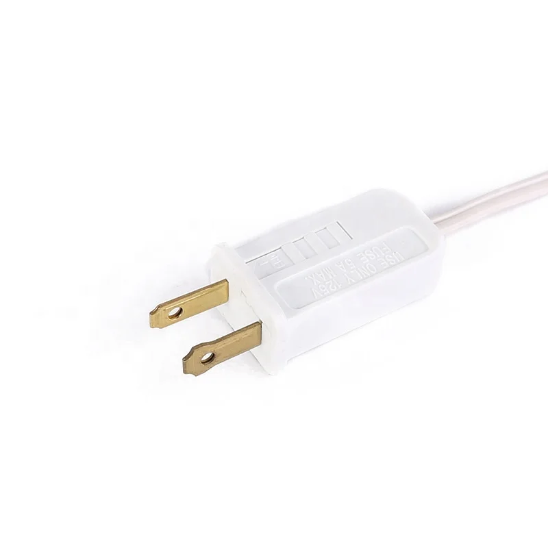 american us fused 2 pin plug E12 salt lamp with spring clips SPT-1 20awg power cords