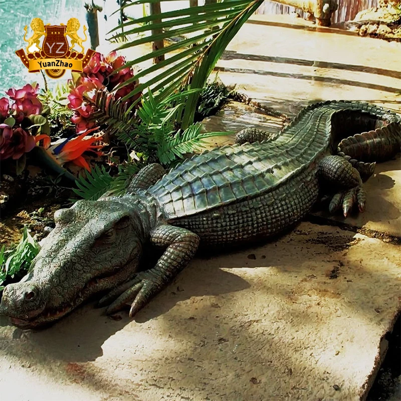fiberglass Alligator figurine life size crocodile statue hand made resin wild animal sculpture