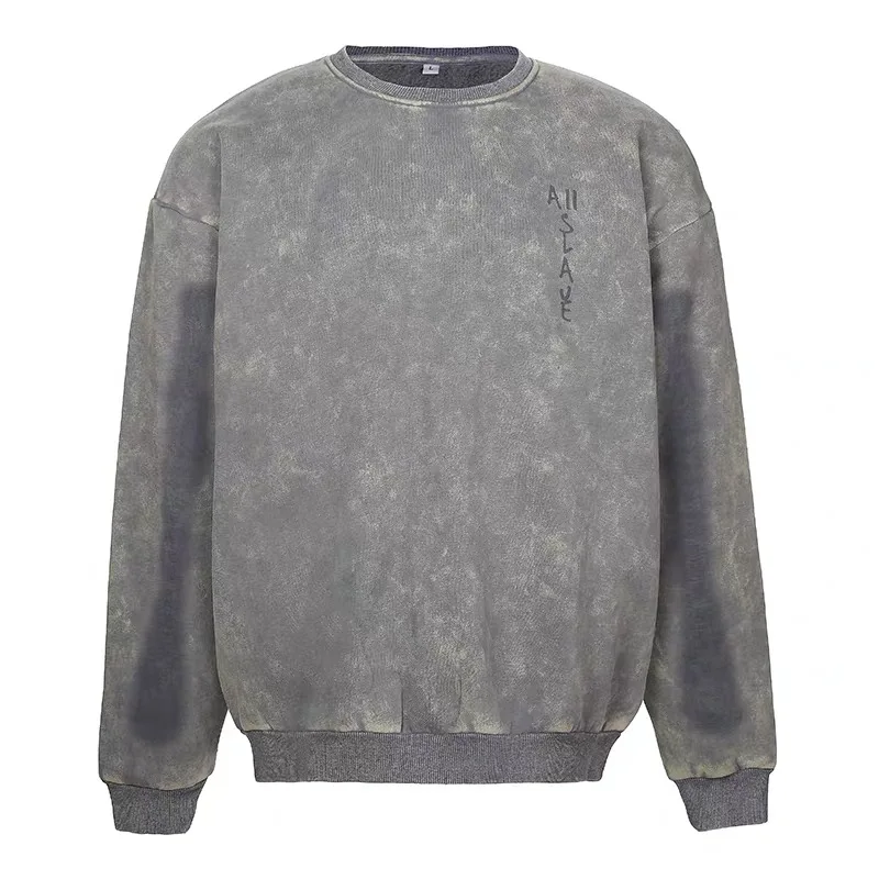 
oem men vintage snow wash white ink direct print casual oversize customized streetwear unisex 100% cotton hoodie 