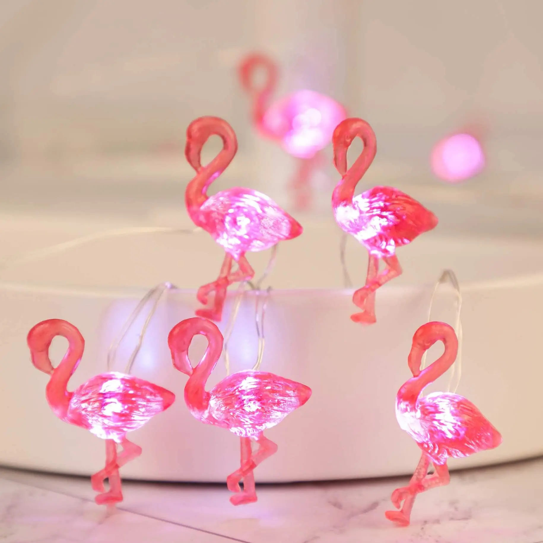 Good Supplier Battery Operated Remote Fairy Lights Decor Pink Flamingo String Lights