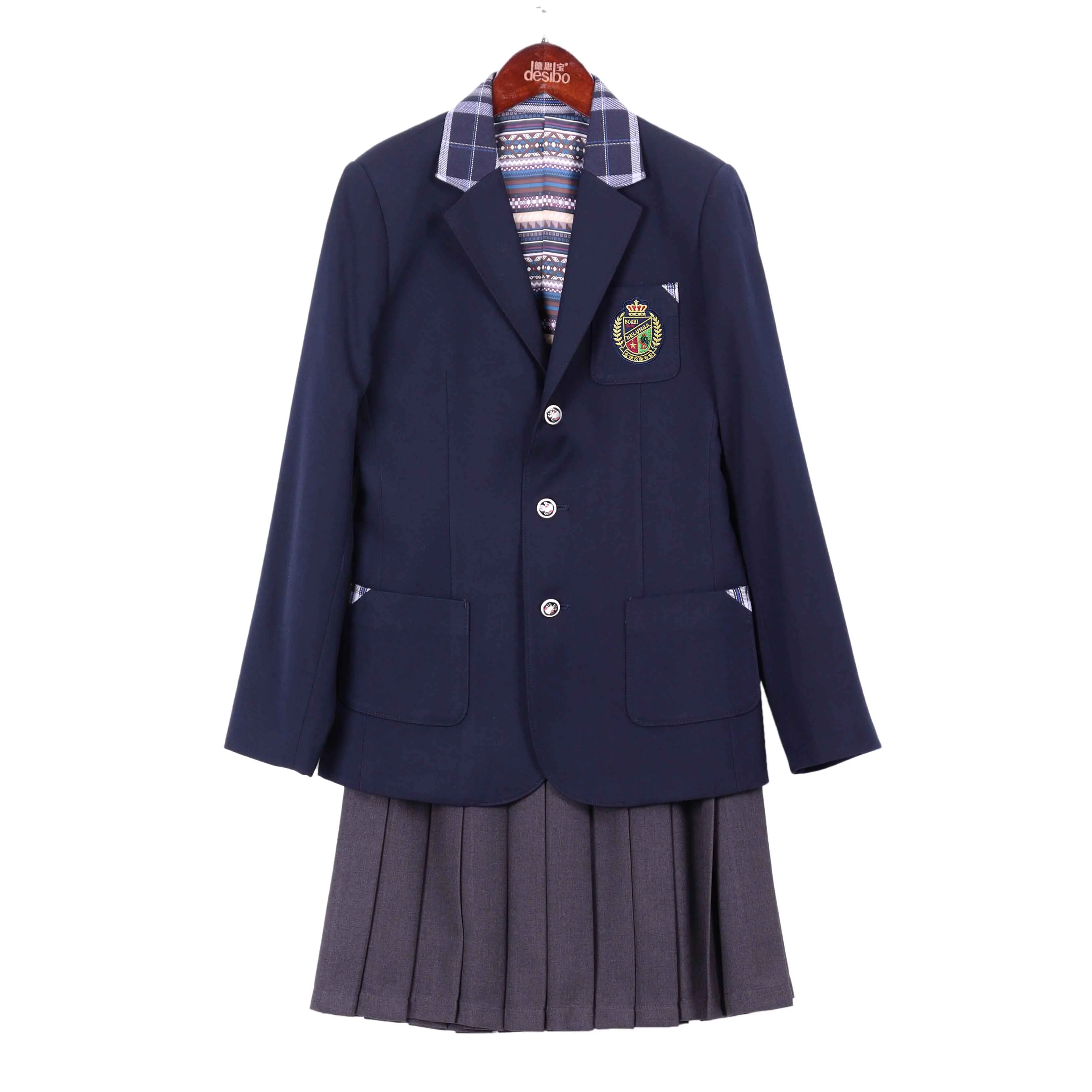Wholesale Custom Naughty School Girls In Uniform Blazer Set for Primary and Kindergarten School Uniform for Girls