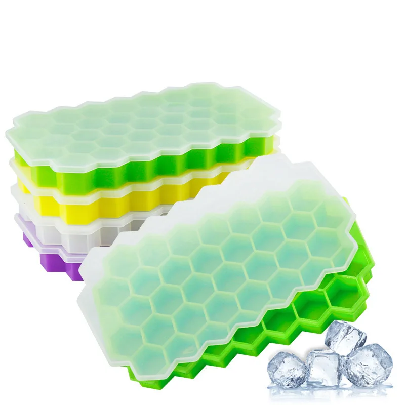 whousale High Quality 37 holes Silicone Personalized Ice Cube Tray with Honeycomb Pattern