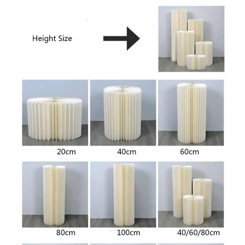 Foldable Paper  Columns Wedding Plinth Pillar Metal Cake Stands  Acrylic Cylinder Party Decoration