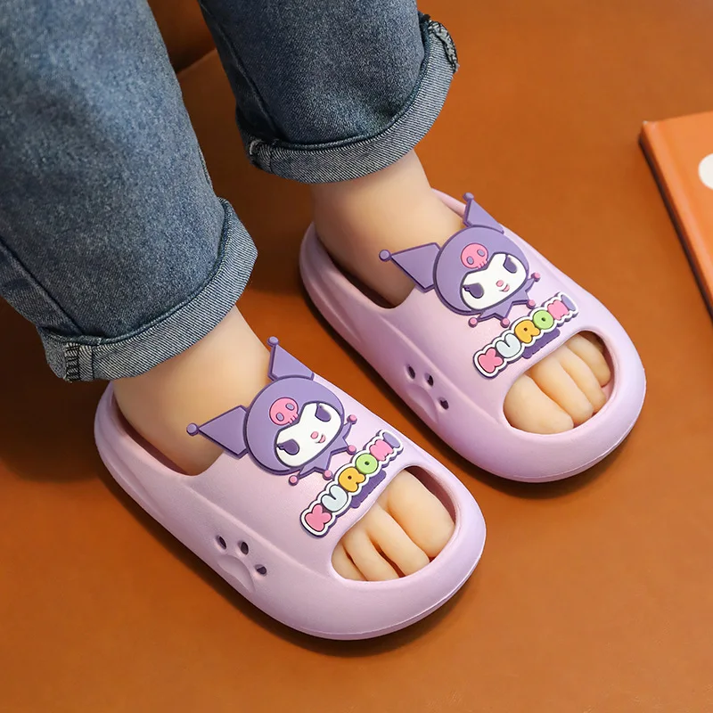 Lovely Sanrio Cinnamoroll Anime Kitty Platform Slippers Girls Non-Slip Comfortable Sandals Home Outdoor Beach Use Kawaii Design