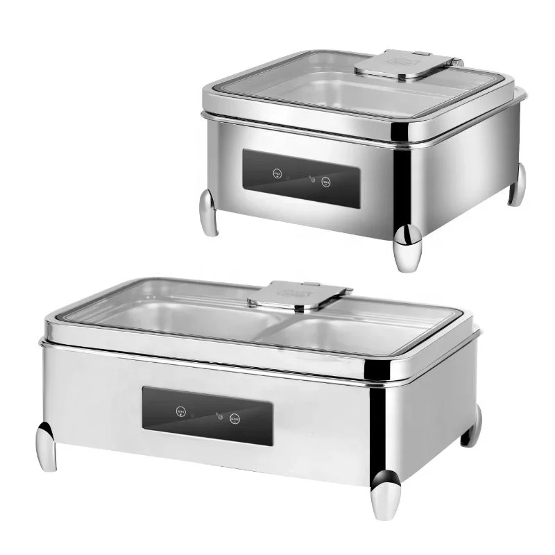 DEWEISI electric catering chafing dish heat food with remote Automatic lid opening sensor device smart chafing dish buffet set