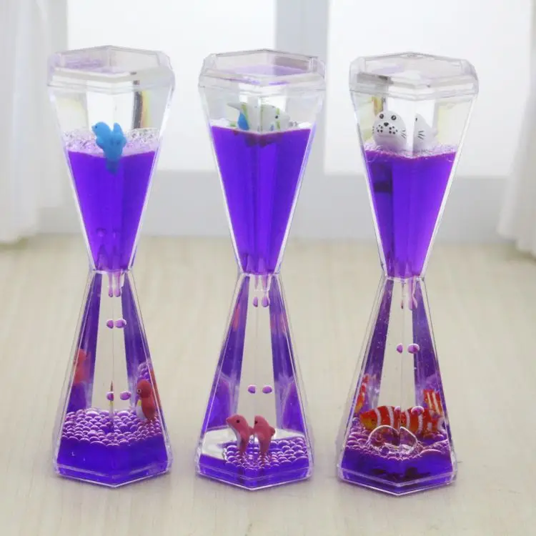 2023 Small Unique Reverse Flowing Liquid Oil Hourglass Timer Anxiety Stress Relief Toys