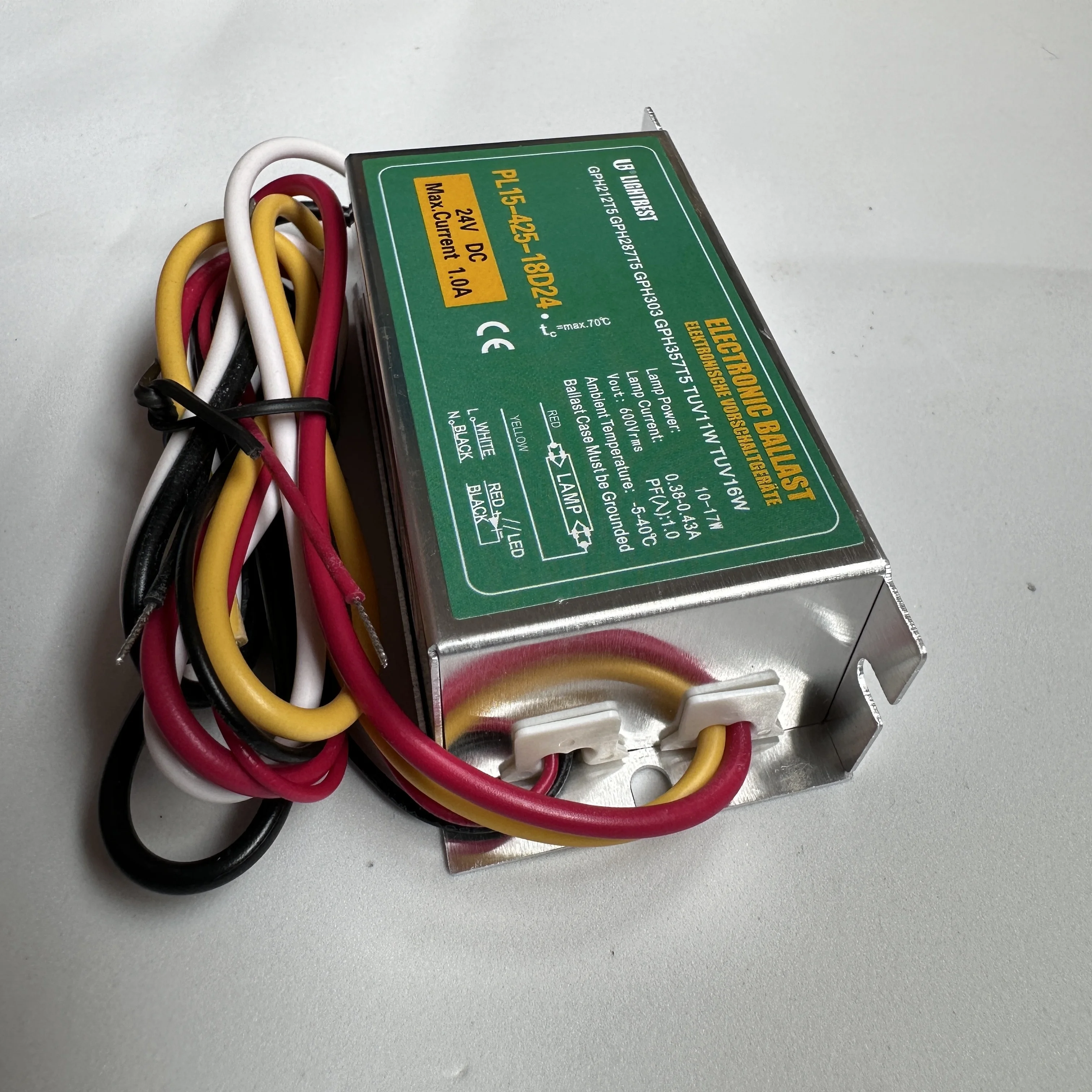 24VDC  Electronic Rectifier  PL15-425-18D24 Ultraviolet Light Ballast for UVC Lamp CE UVC Led Light