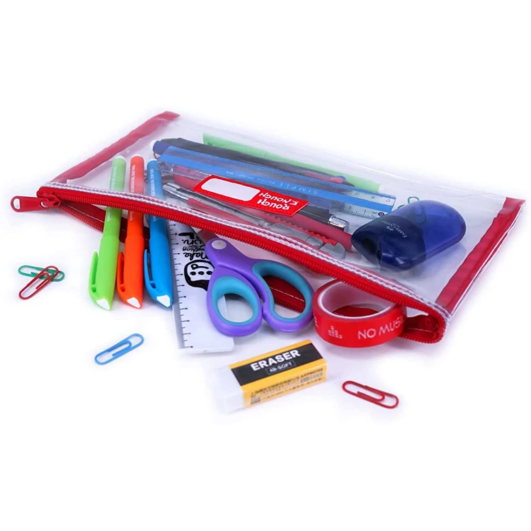 ziplock transparent pvc zipper bag for school things