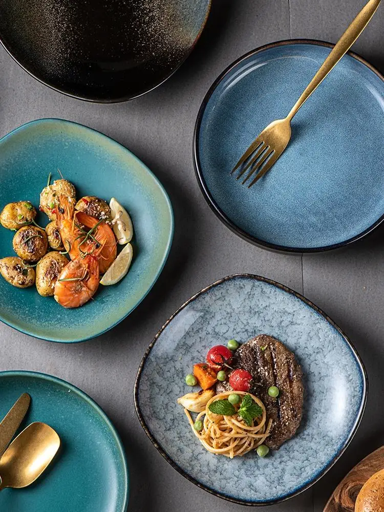 Factory price hot selling 10 inch modern irregular dinner plates porcelain plate ceramic dinnerware plate  for restaurant