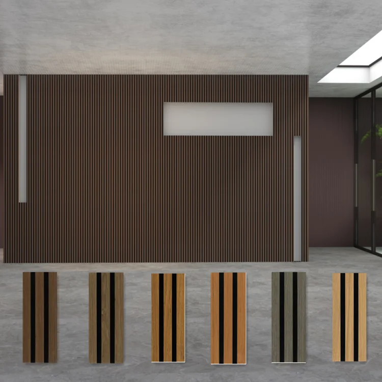 Cheap Wholesale Easy Installation Recycled Polyester Timber Batten Slat Cladding Acoustic Wall Panels for Gym