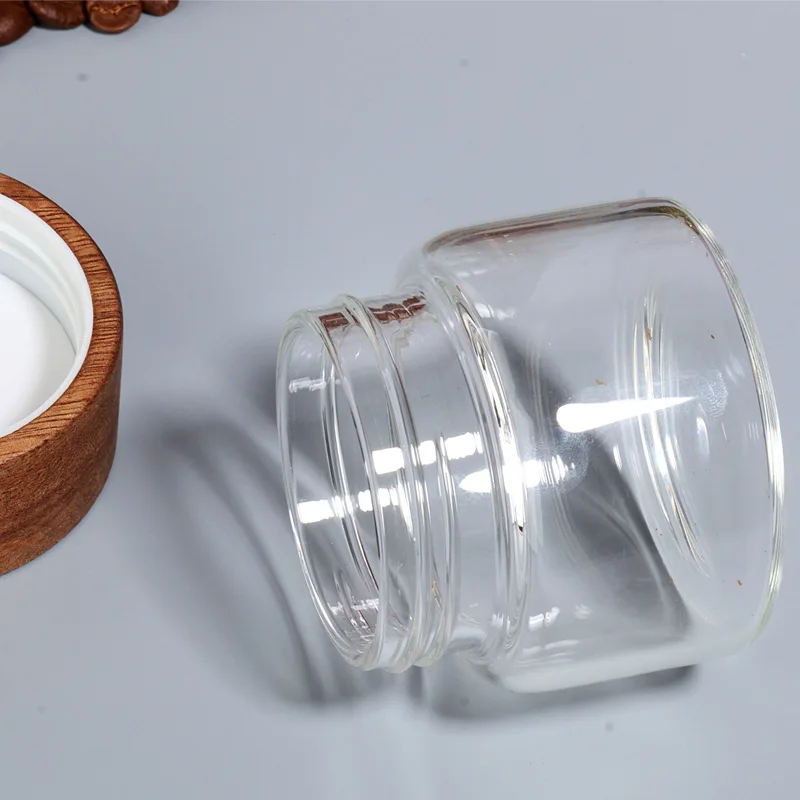Factory Wholesale Multi Size Sealed Ring Storage Bottle Glass Jar Wooden Lid