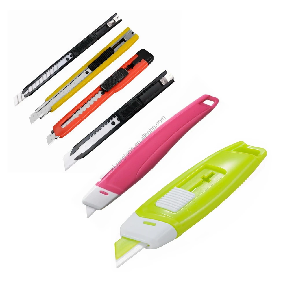 New Arrival Ceramic Retractable Sawtooth Blade PP Ribbon Cutting Cardboard Box Cutter Utility Knife