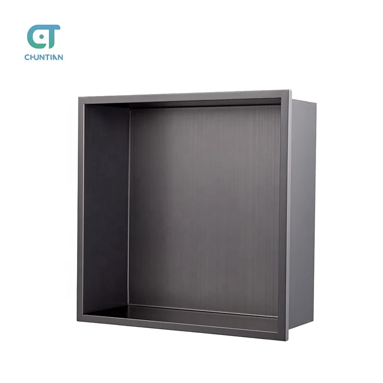 24x12x4 inch Brushed Stainless Bathroom Shower Niche Customized Wall Mount Shower Shelf Stainless Steel Caddy Storage Niches