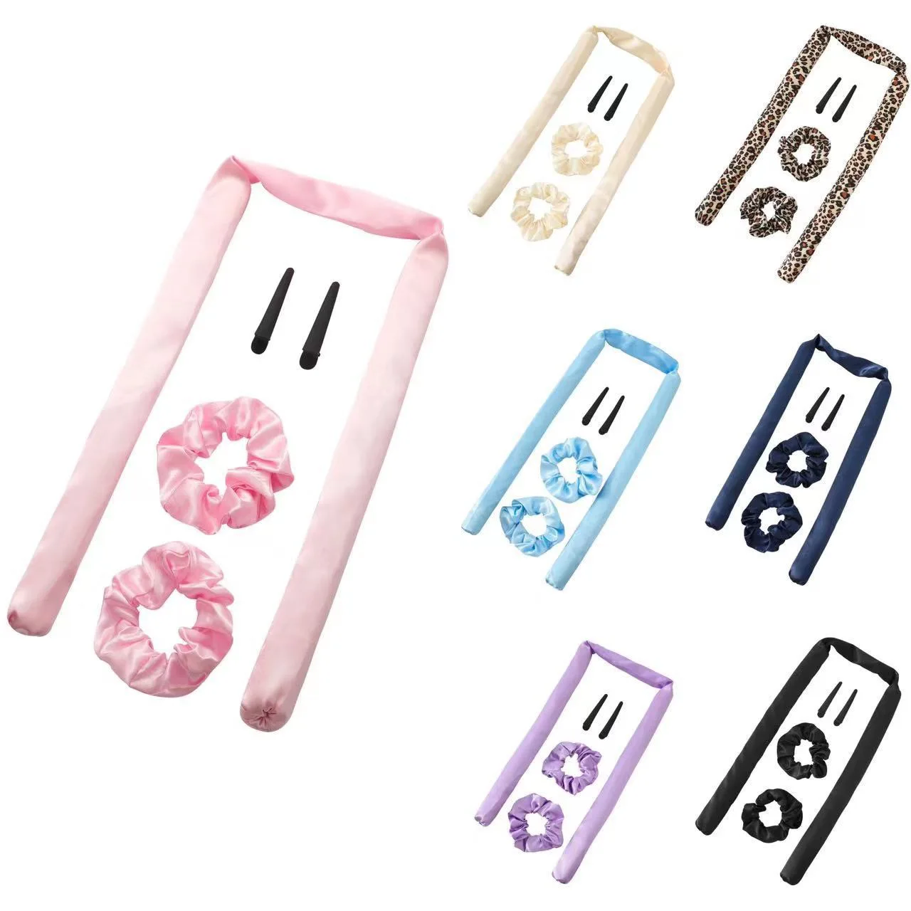 Best-selling foam plus steel wire lazy curling stick with clip heat-free sleeping curls Wave automatic Hair Curlers