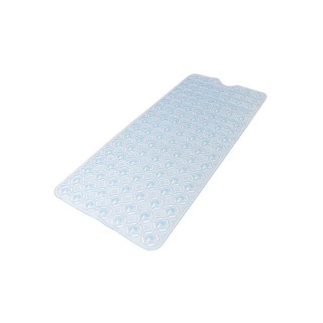 Transparent stone design plain sky blue PVC non-slip bath mat for bathroom