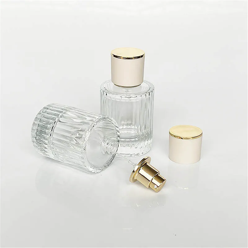 Ruizhuo 30 ml 50ml Transparent Round Flat Spray Bottle Glass Empty Spray Bottle Perfume Liquid Dispenser for Makeup Skin Care