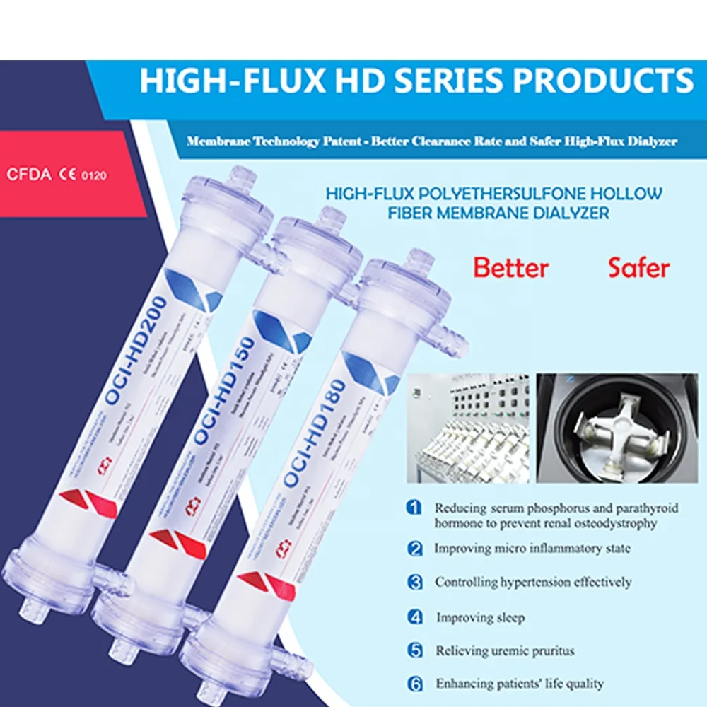 reusable high-flux dialyzer or dialyser with dialysis membrane